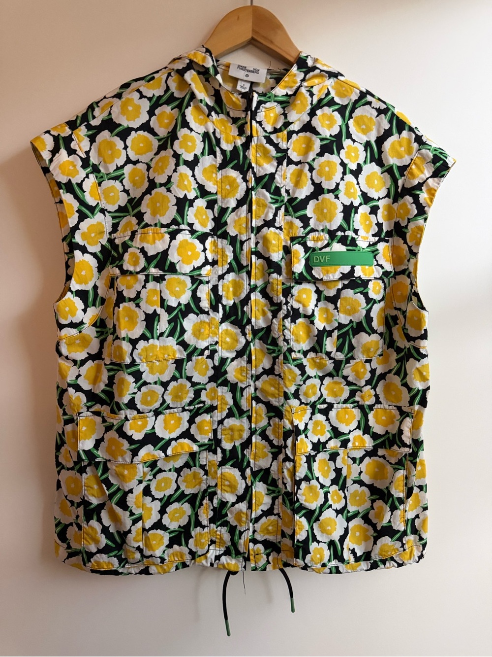 Diane Von Furstenberg Women’s Yellow & Green Floral Zip Vest